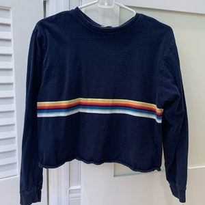 brandy melville navy longsleeve rainbow stripe